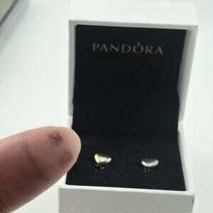 Pandora 925 ALE Sterling Silver Heart Stud Earrings Patina